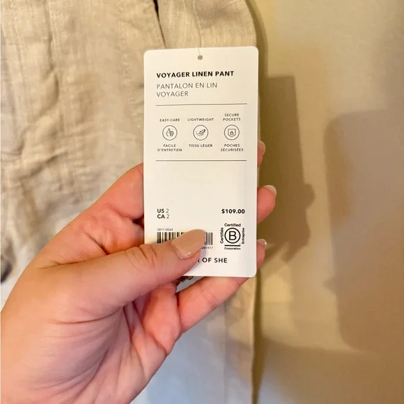 Athleta • NWT Voyager Linen Pant Sz 2 Beige High Rise Pockets Casual Coastal - Picture 5 of 13